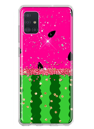 Samsung Galaxy A51 5G Summer Watermelon Sugar Vacation Tropical Fruit Pink Green Hybrid Protective Phone Case Cover