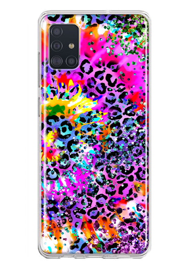 Samsung Galaxy A51 5G Vibrant Pink Purple Tie Dye Summer Leopard Swirl Rainbow Hybrid Protective Phone Case Cover