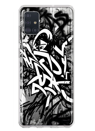 Samsung Galaxy A51 5G Black White Urban Graffiti Hybrid Protective Phone Case Cover