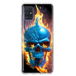 Samsung Galaxy A51 Blue Flaming Skull Burning Fire Double Layer Phone Case Cover