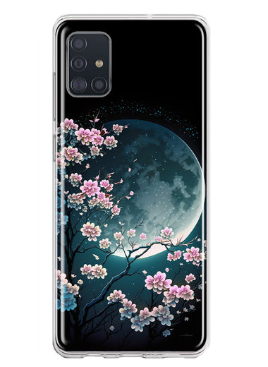 Samsung Galaxy A51 5G Kawaii Manga Pink Cherry Blossom Full Moon Hybrid Protective Phone Case Cover