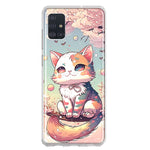 Samsung Galaxy A51 5G Kawaii Manga Pink Cherry Blossom Cute Cat Hybrid Protective Phone Case Cover