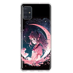 Samsung Galaxy A51 Kawaii Manga Pink Cherry Blossom Dreaming Moon Girl Hybrid Protective Phone Case Cover