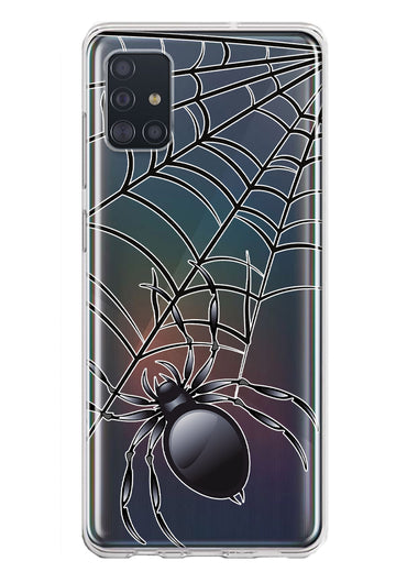 Samsung Galaxy A51 5G Creepy Black Spider Web Halloween Horror Spooky Hybrid Protective Phone Case Cover