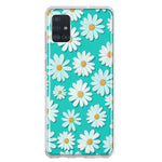 Samsung Galaxy A51 Turquoise Teal White Daisies Cute Daisy Polka Dots Double Layer Phone Case Cover