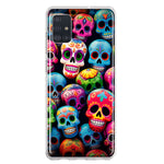 Samsung Galaxy A51 5G Halloween Spooky Colorful Day of the Dead Skulls Hybrid Protective Phone Case Cover