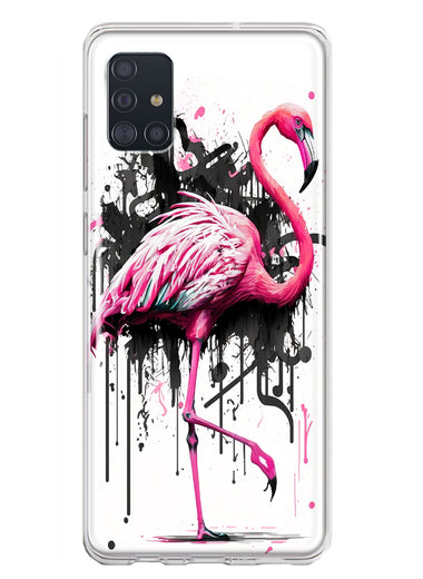 Samsung Galaxy A51 5G Pink Flamingo Painting Graffiti Hybrid Protective Phone Case Cover