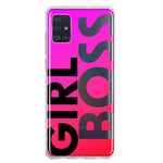 Samsung Galaxy A51 5G Pink Clear Funny Text Quote Girl Boss Hybrid Protective Phone Case Cover