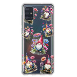 Samsung Galaxy A51 Cute Pink Purple Cosmos Flowers Gnomes Spring Floral Double Layer Phone Case Cover