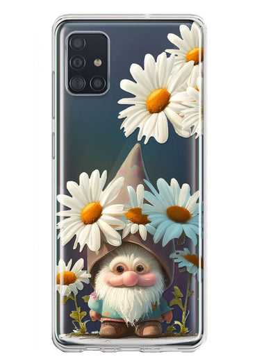 Samsung Galaxy A51 5G Cute Gnome White Daisy Flowers Floral Hybrid Protective Phone Case Cover