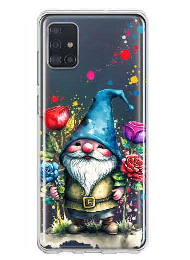 Samsung Galaxy A51 5G Gnome Red Purple Blue Roses Garden Hybrid Protective Phone Case Cover