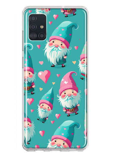 Samsung Galaxy A51 5G Turquoise Pink Hearts Gnomes Hybrid Protective Phone Case Cover