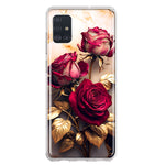 Samsung Galaxy A51 Romantic Elegant Gold Marble Red Roses Double Layer Phone Case Cover