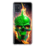 Samsung Galaxy A51 Green Flaming Skull Burning Fire Double Layer Phone Case Cover