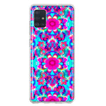 Samsung Galaxy A31 Pink Blue Vintage Hippie Tie Dye Flowers Hybrid Protective Phone Case Cover