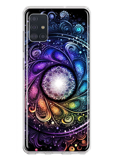 Samsung Galaxy A51 5G Mandala Geometry Abstract Galaxy Pattern Hybrid Protective Phone Case Cover