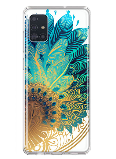 Samsung Galaxy A51 5G Mandala Geometry Abstract Peacock Feather Pattern Hybrid Protective Phone Case Cover