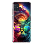 Samsung Galaxy A51 Neon Rainbow Galaxy Cat Hybrid Protective Phone Case Cover