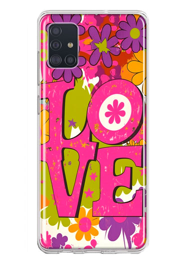 Samsung Galaxy A51 5G Pink Daisy Love Graffiti Painting Art Hybrid Protective Phone Case Cover