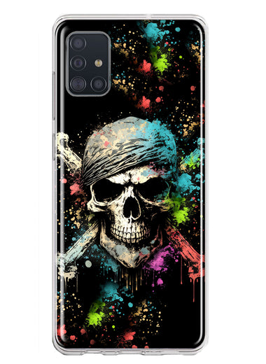 Samsung Galaxy A51 5G Fantasy Paint Splash Pirate Skull Hybrid Protective Phone Case Cover