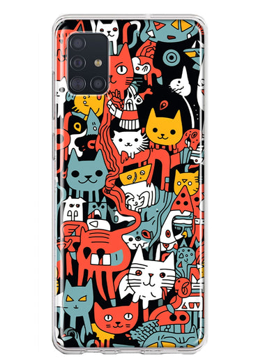 Samsung Galaxy A51 5G Psychedelic Cute Cats Friends Pop Art Hybrid Protective Phone Case Cover