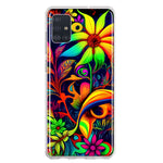 Samsung Galaxy A51 5G Neon Rainbow Psychedelic Trippy Hippie Daisy Flowers Hybrid Protective Phone Case Cover