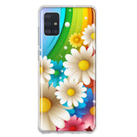 Samsung Galaxy A51 Colorful Rainbow Daisies Blue Pink White Green Double Layer Phone Case Cover