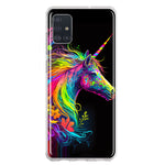 Samsung Galaxy A31 Neon Rainbow Glow Unicorn Floral Hybrid Protective Phone Case Cover