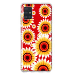 Samsung Galaxy A51 Yellow Sunflowers Polkadot on Red Double Layer Phone Case Cover