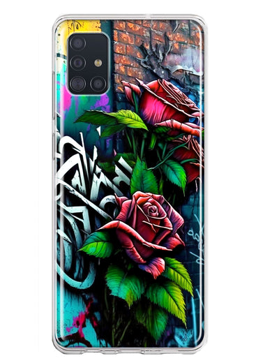 Samsung Galaxy A51 5G Red Roses Graffiti Painting Art Hybrid Protective Phone Case Cover