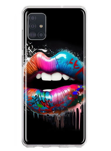 Samsung Galaxy A51 5G Colorful Lip Graffiti Painting Art Hybrid Protective Phone Case Cover