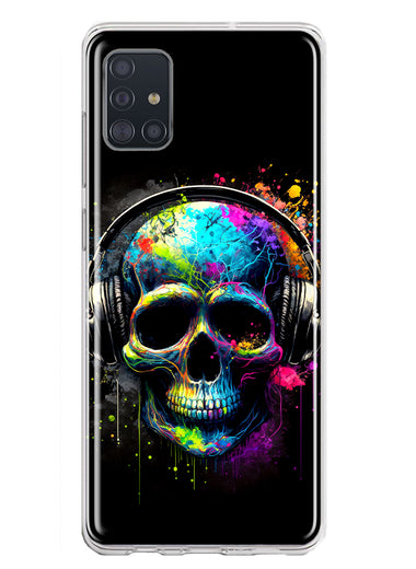 Samsung Galaxy A51 5G Fantasy Skull Headphone Colorful Pop Art Hybrid Protective Phone Case Cover