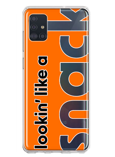 Samsung Galaxy A51 5G Orange Clear Funny Text Quote Snack Hybrid Protective Phone Case Cover