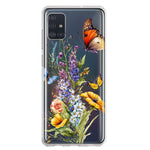 Samsung Galaxy A51 Yellow Purple Spring Flowers Butterflies Floral Hybrid Protective Phone Case Cover