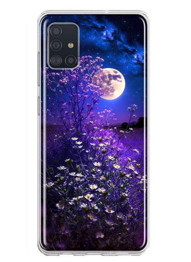 Samsung Galaxy A51 5G Spring Moon Night Lavender Flowers Floral Hybrid Protective Phone Case Cover