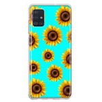 Samsung Galaxy A51 Yellow Sunflowers Polkadot on Turquoise Teal Double Layer Phone Case Cover
