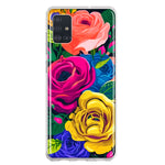 Samsung Galaxy A31 Vintage Pastel Abstract Colorful Pink Yellow Blue Roses Double Layer Phone Case Cover