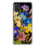 Samsung Galaxy A51 5G Blue Yellow Vintage Spring Wild Flowers Floral Hybrid Protective Phone Case Cover