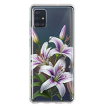 Samsung Galaxy A51 White Lavender Lily Purple Flowers Floral Hybrid Protective Phone Case Cover