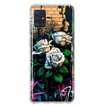 Samsung Galaxy A51 5G White Roses Graffiti Wall Art Painting Hybrid Protective Phone Case Cover