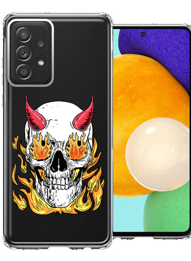 Samsung Galaxy A52 Flamming Devil Skull Design Double Layer Phone Case Cover