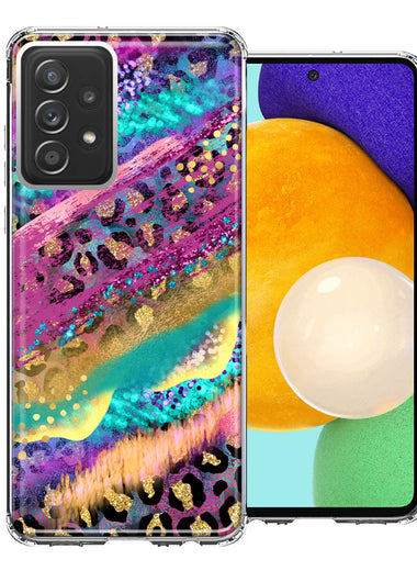 Samsung Galaxy A52 Leopard Paint Colorful Beautiful Abstract Milkyway Double Layer Phone Case Cover
