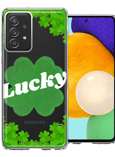 Samsung Galaxy A52 Lucky St Patrick's Day Shamrock Green Clovers Double Layer Phone Case Cover