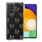 Samsung Galaxy A52 Black Cat Polkadots Design Double Layer Phone Case Cover