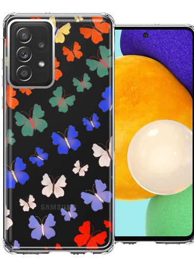 Samsung Galaxy A52 Colorful Butterflies Design Double Layer Phone Case Cover