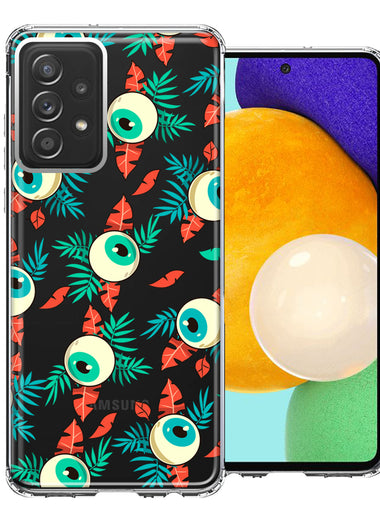 Samsung Galaxy A52 Halloween Creepy Tropical Eyeballs Design Double Layer Phone Case Cover