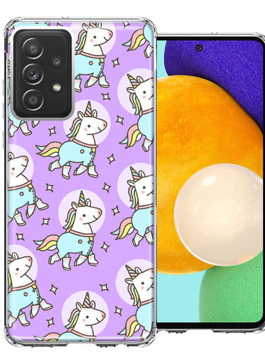Samsung Galaxy A52 Cute Unicorns Purple Design Double Layer Phone Case Cover