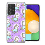Samsung Galaxy A52 Cute Unicorns Purple Design Double Layer Phone Case Cover