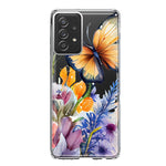 Samsung Galaxy A53 Spring Summer Flowers Butterfly Purple Blue Lilac Floral Hybrid Protective Phone Case Cover
