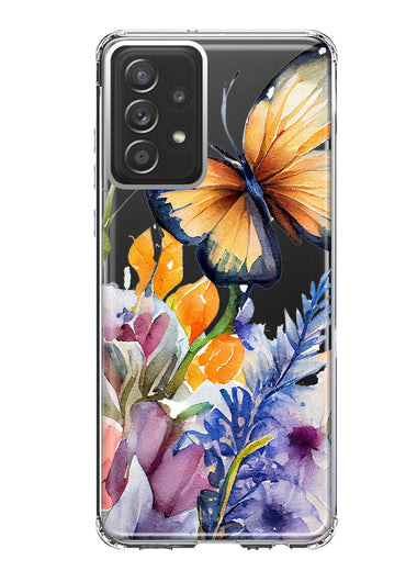 Samsung Galaxy A52 Spring Summer Flowers Butterfly Purple Blue Lilac Floral Hybrid Protective Phone Case Cover